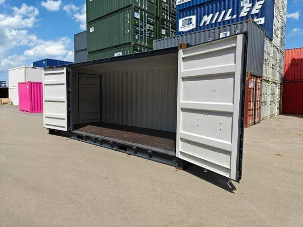 Seecontainer 20 Fuß mit Seitentür, grau, gebraucht