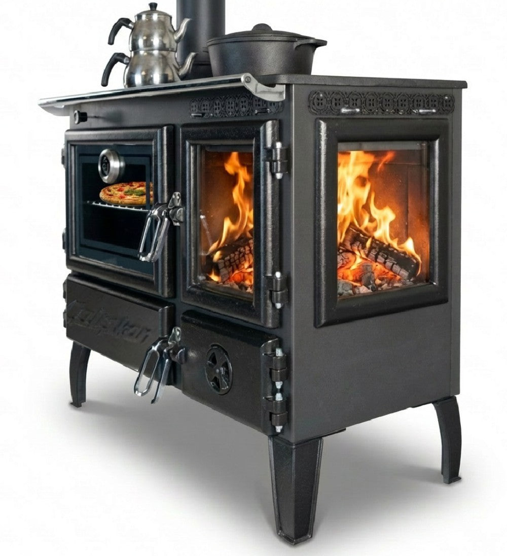EEC A - Panorama wood-burning stove model 214-3D left with 6.04 kW - Lots of cast iron!