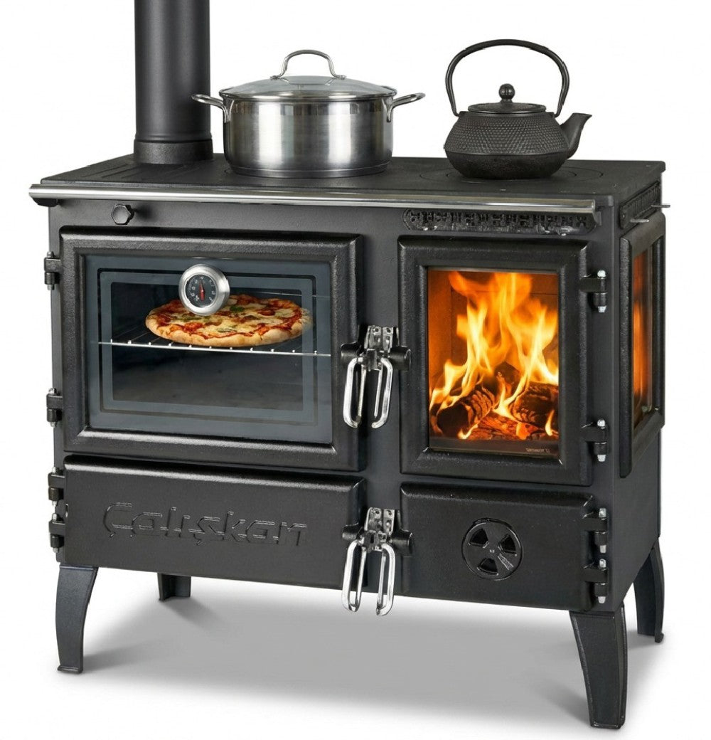 EEC A - Panorama wood-burning stove model 214-3D left with 6.04 kW - Lots of cast iron!