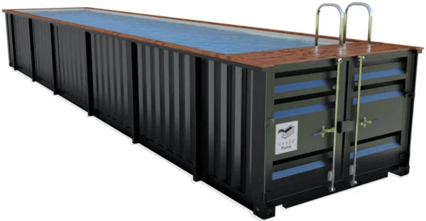 Container für ein 12 m langes Schwimmbecken.