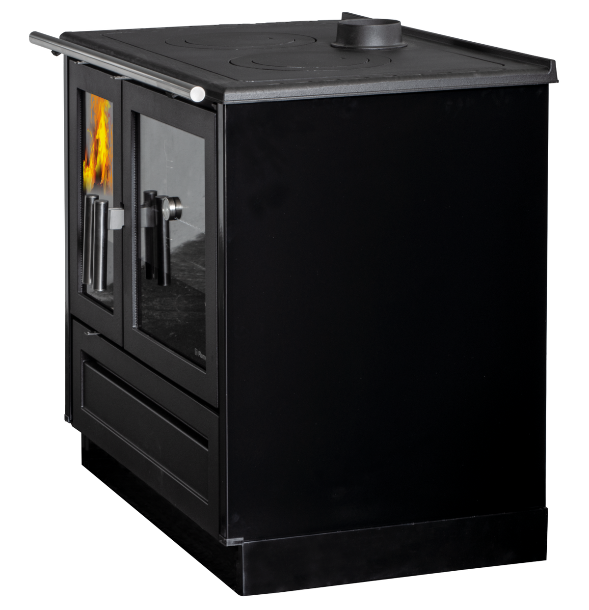Energy efficiency class A+ Plamen 910 wood-burning stove, black, external air supply, 9 kW