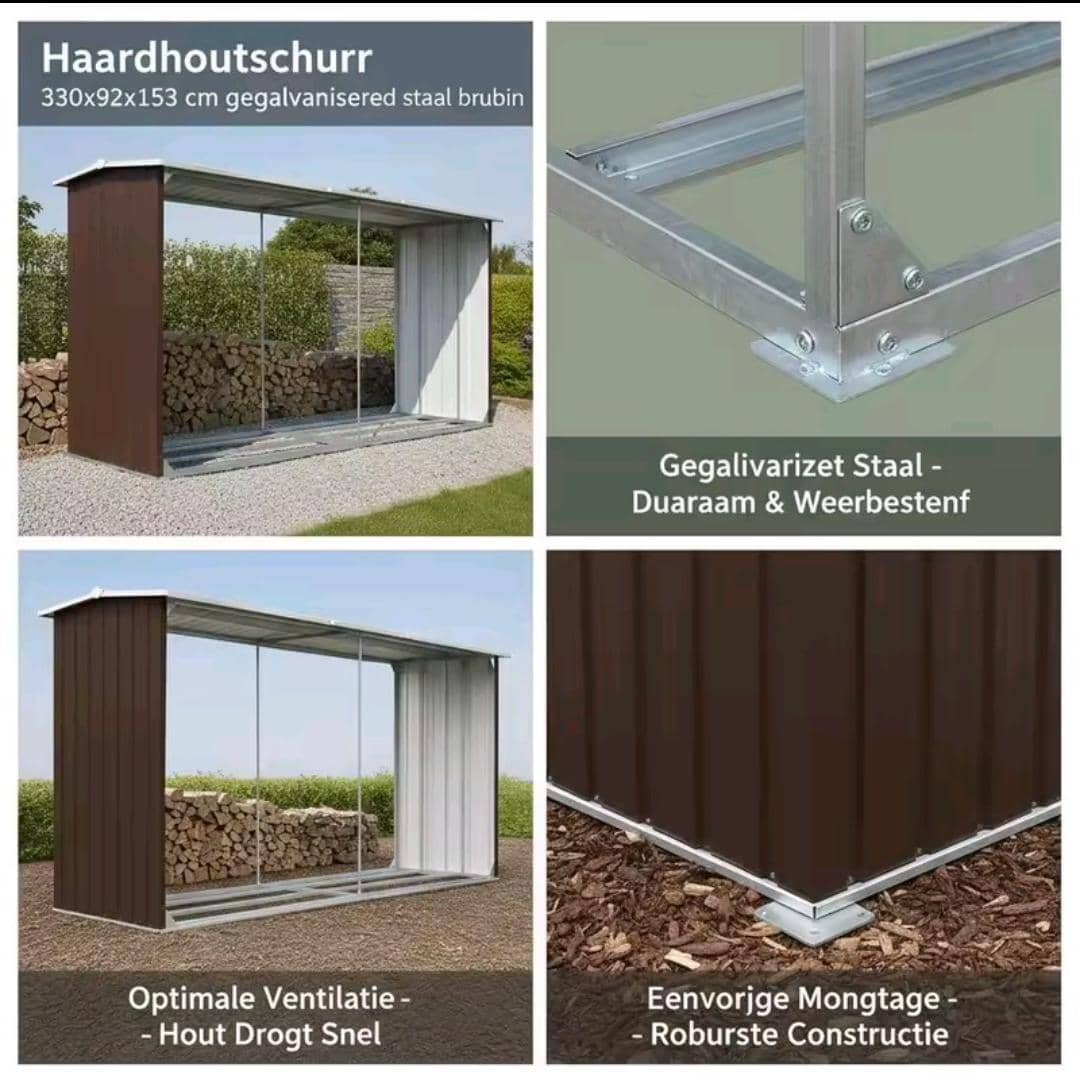 Aufbewahrungsbehälter für Brennholz aus verzinktem Stahl