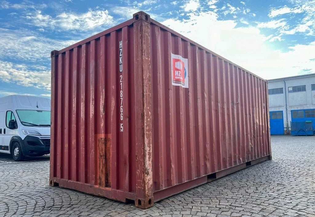 Seecontainer 20 Fuß, rot, gebraucht