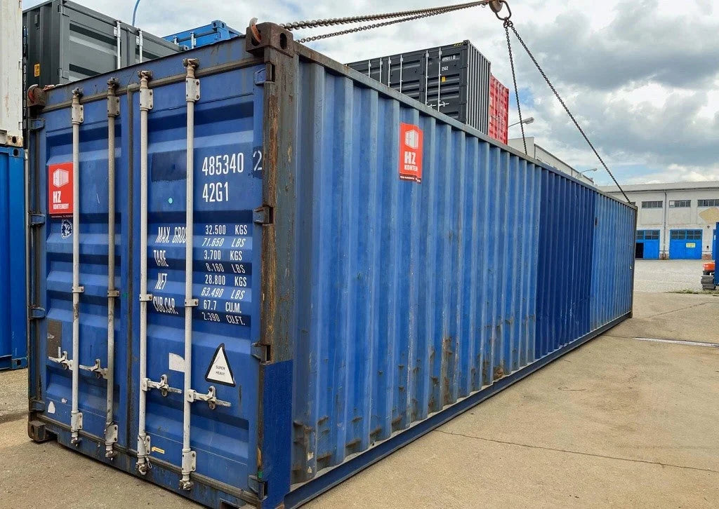 Seecontainer 40 Fuß, blau, gebraucht